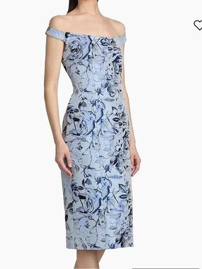 Milly Mel Flower Jacquard Off-Shoulder Midi Dress